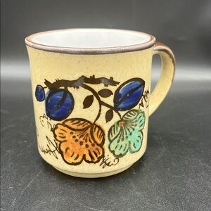 Vintage Stoneware Flowers Coffee Mug